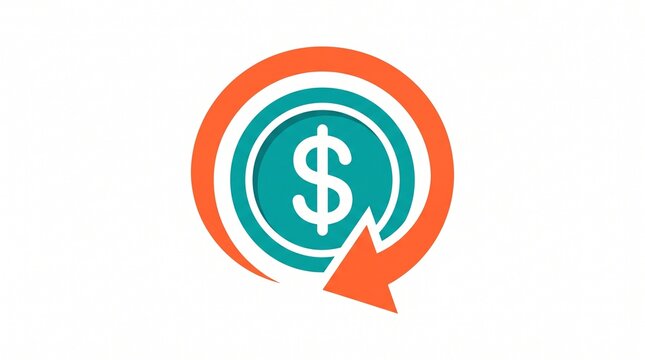 Dollar sign symbol inside circular speech bubble vector icon. Finance currency sign logo design. Orange teal graphic illustration for money banking.