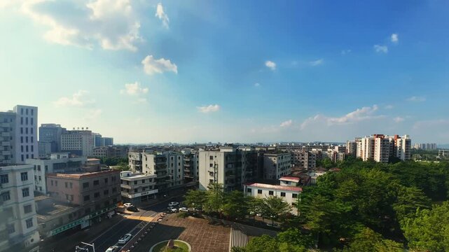 Urban residential skyline in Zhengzhou, Henan Province, China &mdash; modern apartment blocks under