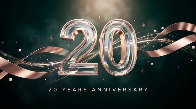 Celebration of 22 years anniversary with elegant silver number 22 and decorative