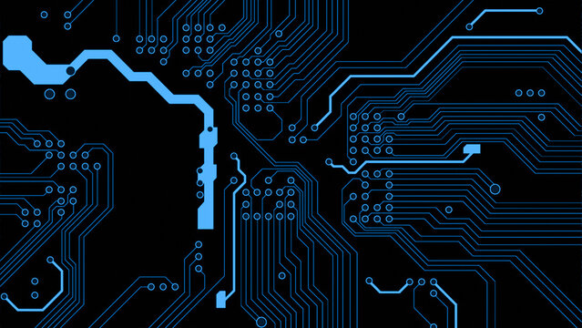Cyber Technology Dark Blue Circuit Line Pattern Vector Background