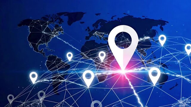 Global Network and Location Tracking Technology Concept Background