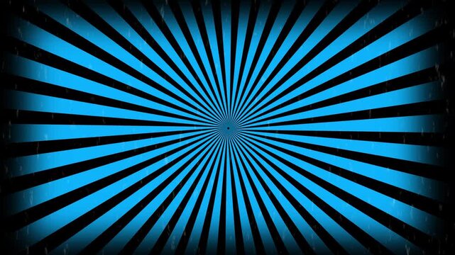 Blue sunburst radial background, with vintage grunge, texture effect