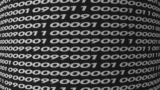 Digital binary code stream background, abstract data flow animation