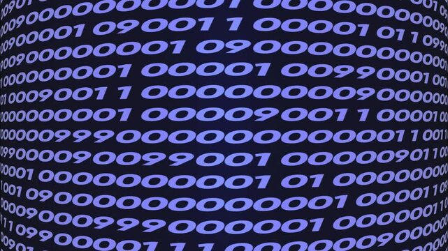 Digital binary code stream background, abstract technology data flow animation