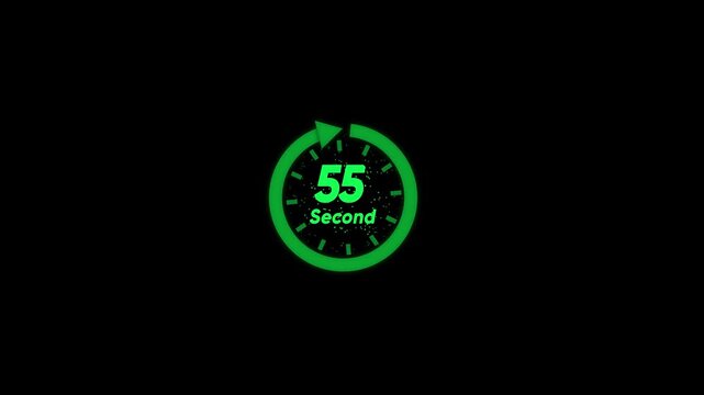 55-second countdown timer animation with green circular progress indicator