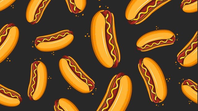 Hot Dog Falling Seamless Loop Animation Background