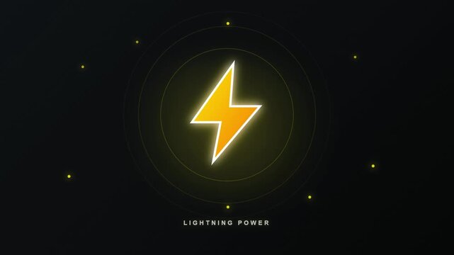 Abstract yellow lightning bolt icon glowing on a dark background with circular ripple effects.