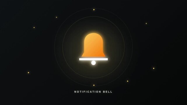 Glowing orange notification bell icon centered on a dark digital background.