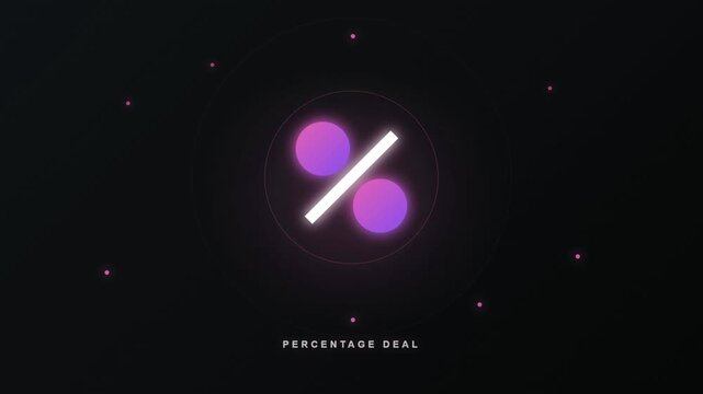 Abstract glowing percentage symbol on a dark background for business marketing.