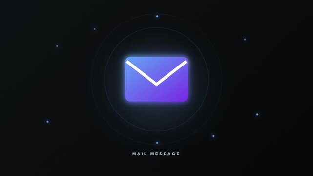 Glowing digital email icon representing communication and messaging technology.
