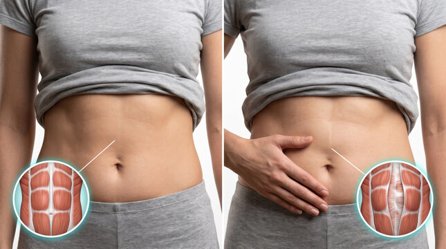 abdominal pain stomach discomfort digestive health concept, woman holding abdomen showing muscle inflammation and internal organ problem isolated