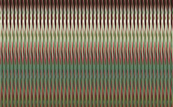 Modern abstract vertical striped pattern featuring a vibrant blend of green, red, and light beige colors