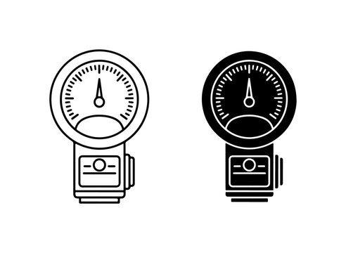 Pressure Gauge Icons, Dial Meter Vector Set, Measurement Instrument Symbols