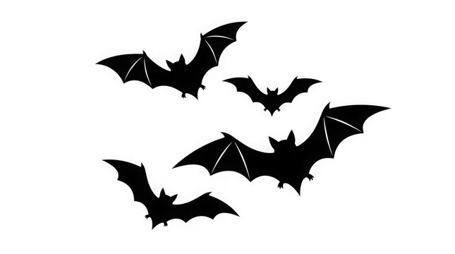 A collection of black flying bats isolated on a white background perfect for your creative halloween png design projects