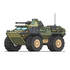 Obraz premium Modern Armored Personnel Carrier Vehicle Illustration Isolated Military Transport