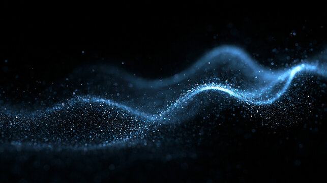 Abstract Glowing Blue Particle Wave Background for Technology and Data