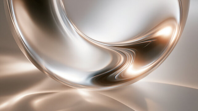 Abstract Metallic Flowing Background with Smooth Reflective Curves