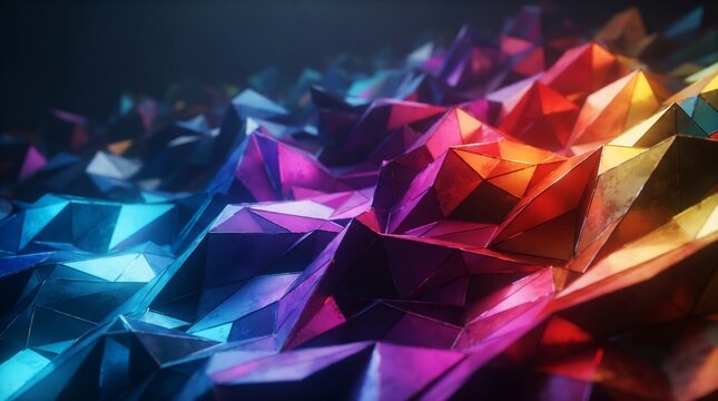 Abstract geometric digital landscape with vibrant color gradients