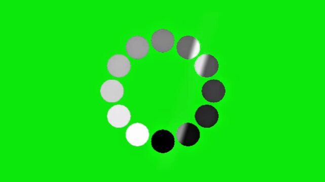 Loading Icon Spinning Progress Wheel on Green Screen Background