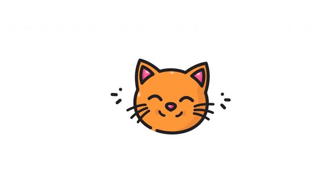 Happy orange cartoon cat head suitable for childrens books, apparel, pet products, and social media icons.
