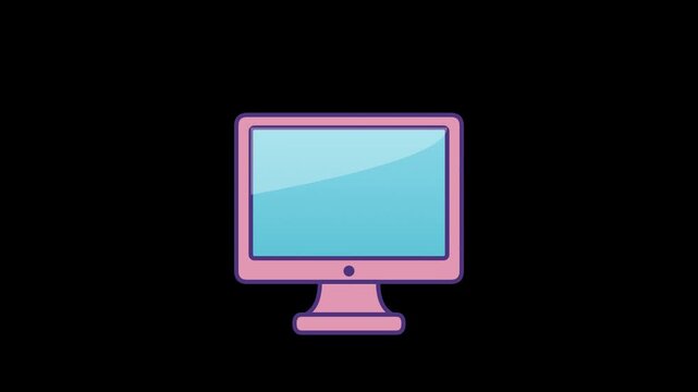 Retro Pink Computer Monitor Displaying a Blue Screen.
