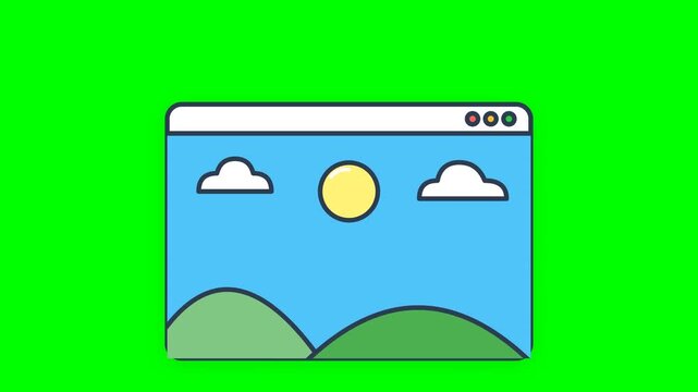 Simple cartoon landscape displayed on a computer screen.