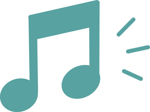 Simple teal eighth music note icon. Melody or rhythm symbol.