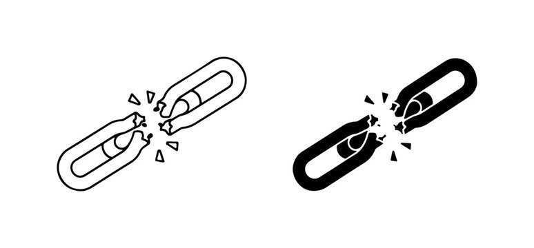 Broken Chain Link Icon, Disconnected Symbol, Link Failure
