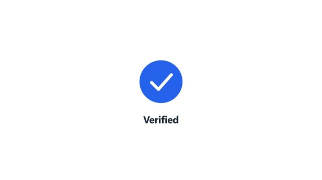Verified Check Mark Icon on Blue Circle with White Background