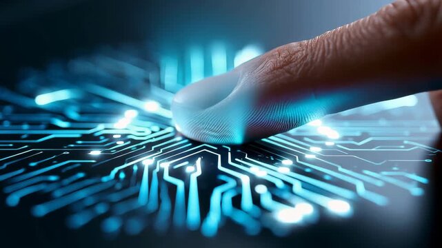Fingerprint scanning on digital circuit board for biometric cybersecurity and identity protection