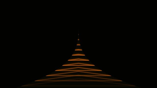 Glowing orange pyramid structure emerging from darkness in a cinematic abstract digital motion video clip animation