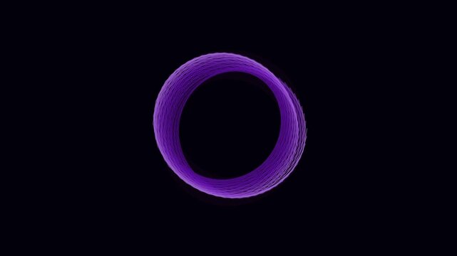 Purple glowing neon circle rings spinning in a dark background creating smooth seamless motion video animation