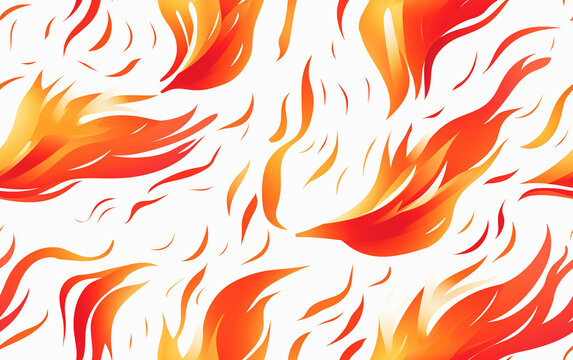 Seamless Orange Flame Graphic Vector Pattern on White Background