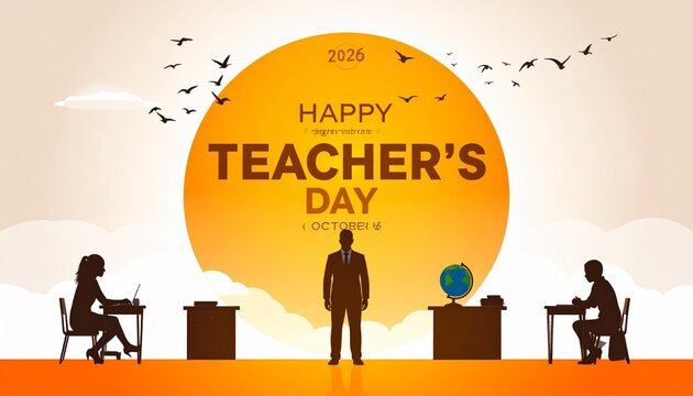 World Teachers&rsquo; Day sunset silhouette poster