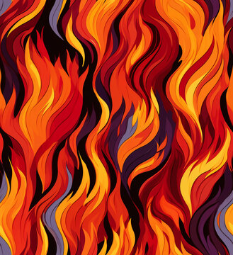 Seamless Vertical Wavy Flame Line Vector Pattern Background