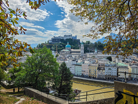 Panoramic view over Salzburg, austria during summer