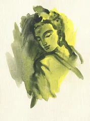 abstract watercolor background with head of Buddha © Anna Ismagilova
