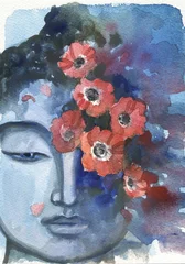 abstract watercolor background with head of Buddha © Anna Ismagilova