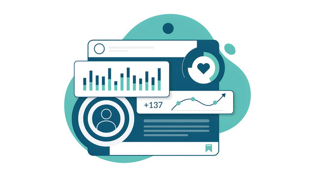 Online business analytics interface with data charts and user metrics analytics dashboard business statistics marketing technology interface management software performance communication