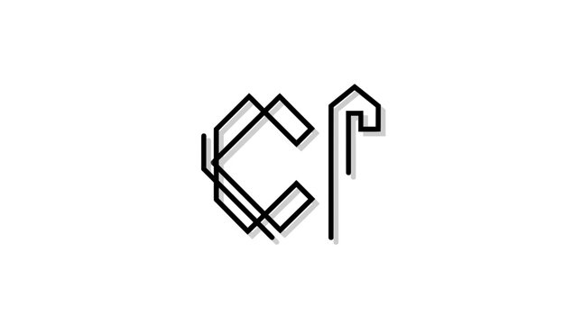 Geometric letter C and P monogram line art logo
