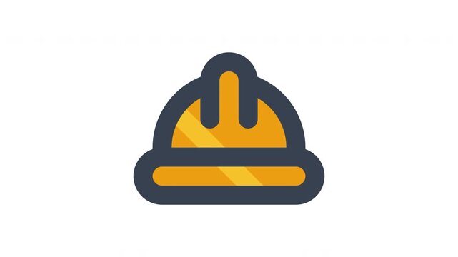Hard Hat Icon Animation with Moving Shine Reflection for Construction Safety and Protective Equipment on Transparent Alpha Channel