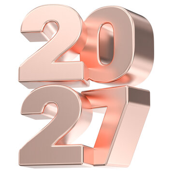 3D rose gold 2027 numerals