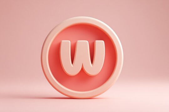 A light peach-colored "W" letter icon, encircled by a deeper peach
