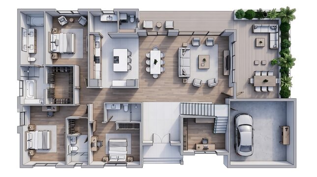 Detailed architectural drawing of a large two story home s floor plan showing room layouts and interior spaces