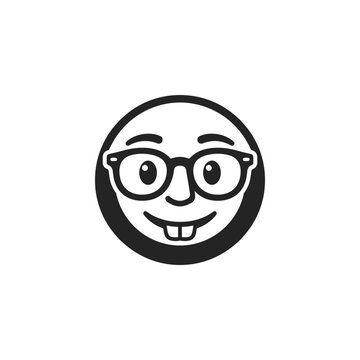 Isolated Geek Face with Glasses and Buck Teeth