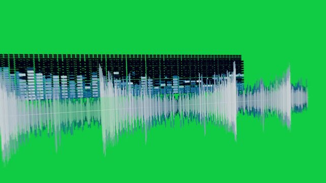 On audio input audio visualizer growing left and pulsing on transparent canvas, showing loud sound