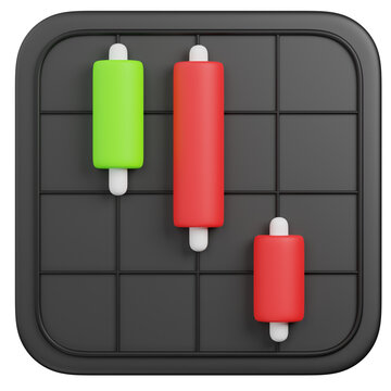 3d render  three outside down candlestick pattern   