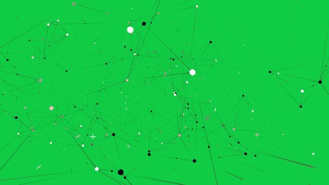 Left pulse starting particle web drifting forming meshes moving node showing growth transparent bg