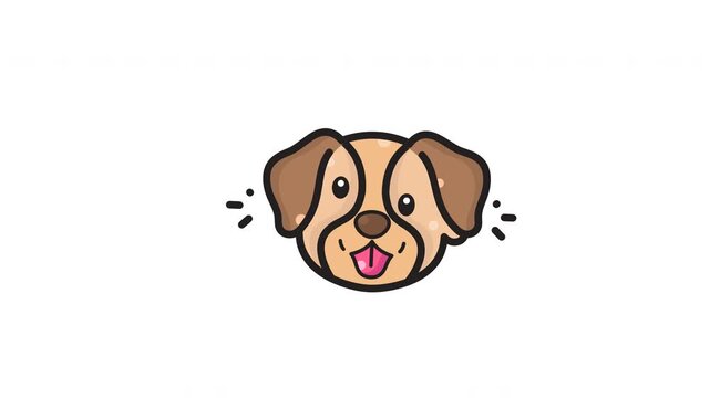 Happy brown dog head cartoon mascot for designs needing an adorable, playful, and lovable pet character in various projects.