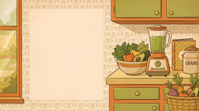 Retro Plant-Based Food Kitchen Still Life